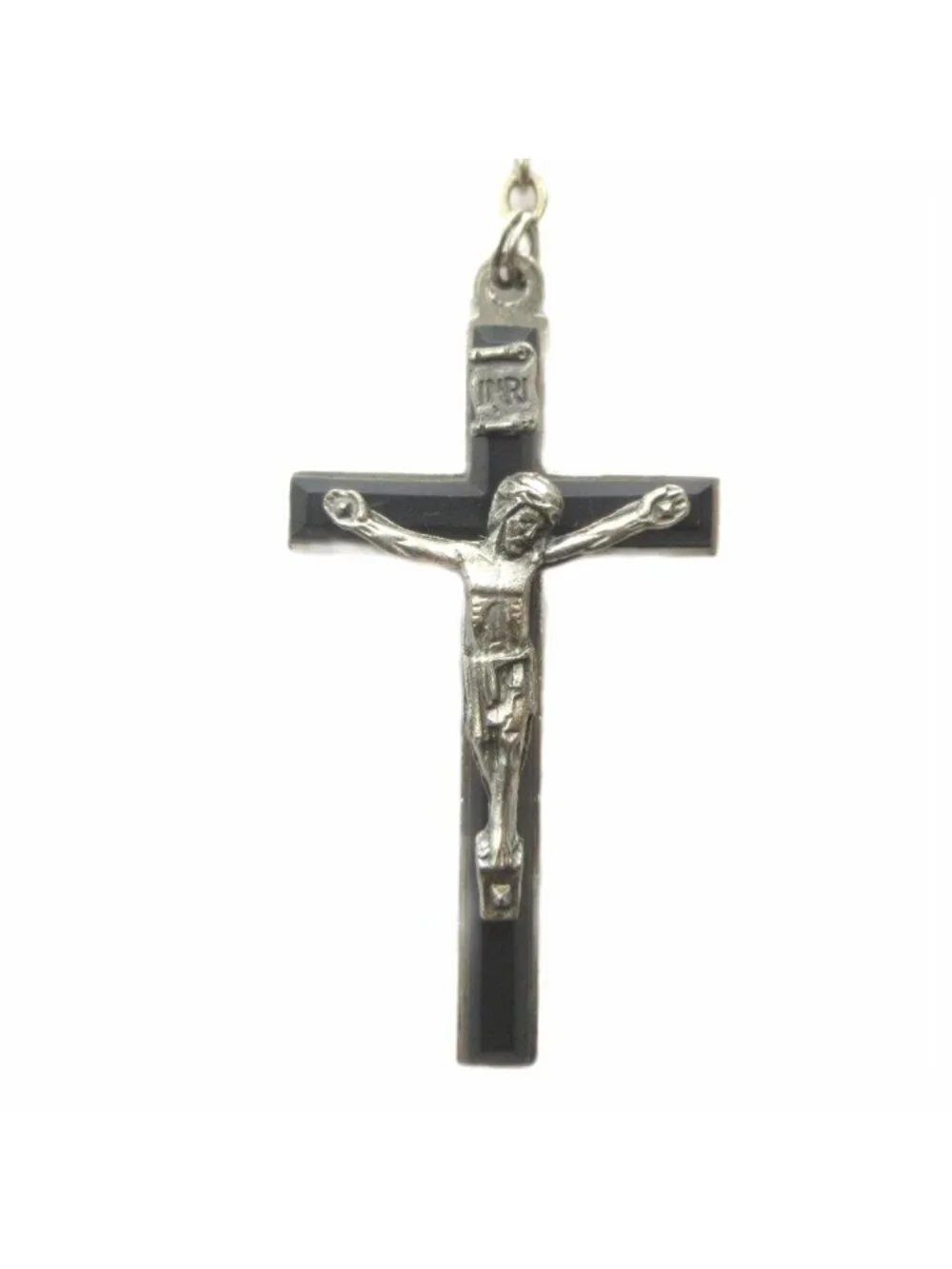 Dolce & Gabbana Rosary Necklace Long Pendant Cross Black